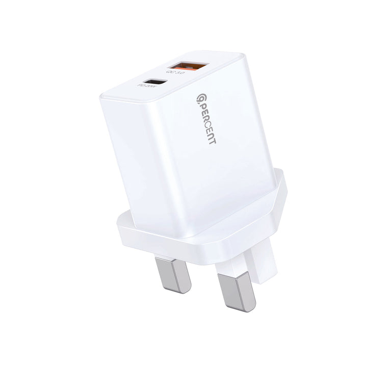 90PERCENT-THUNDERNEO VOLT 20W DUAL PORT UAB TYPE C WALL CHARGER-WHITE