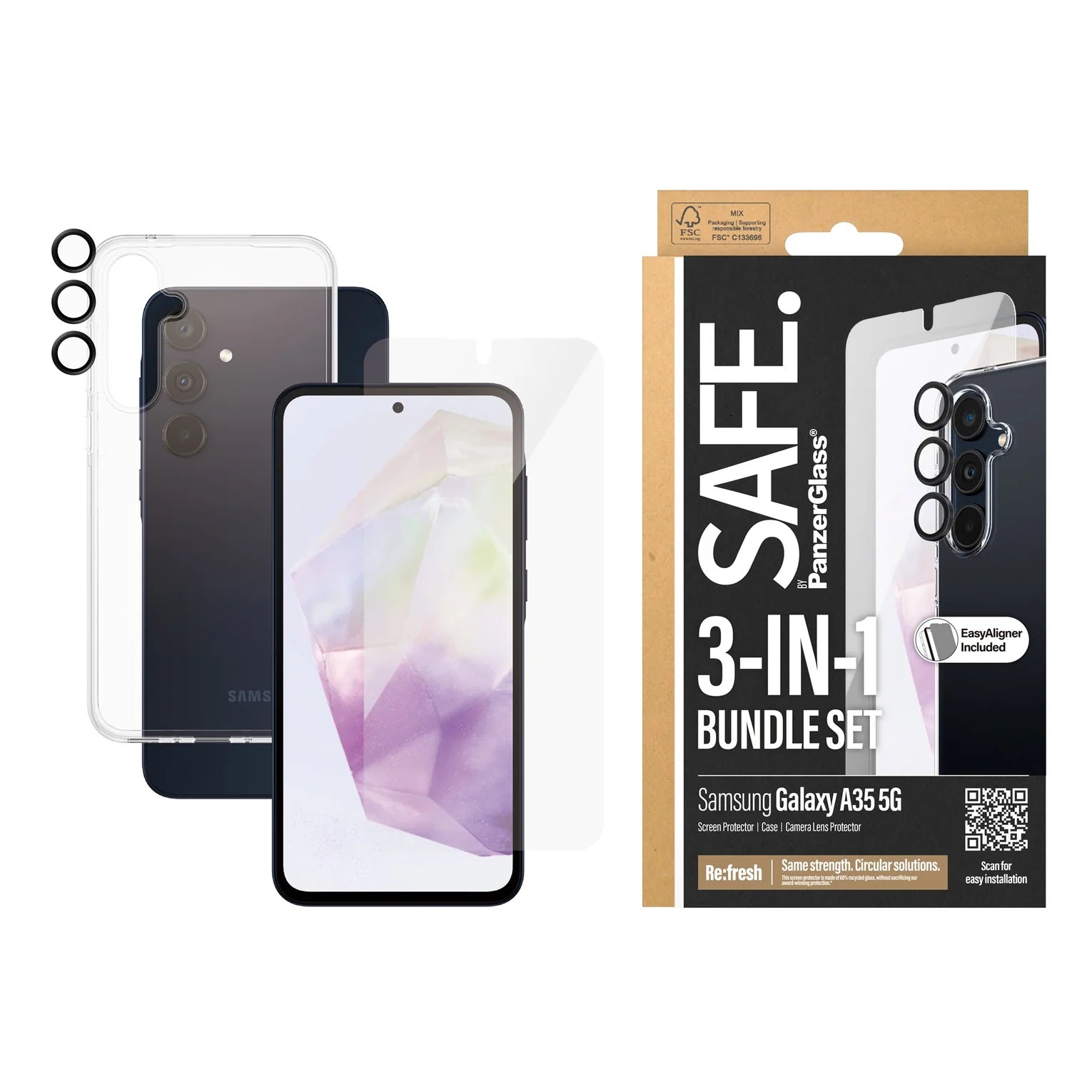 PanzerGlass® BSAFE95690, 3-in-1 Protection Pack Samsung Galaxy A35 5G