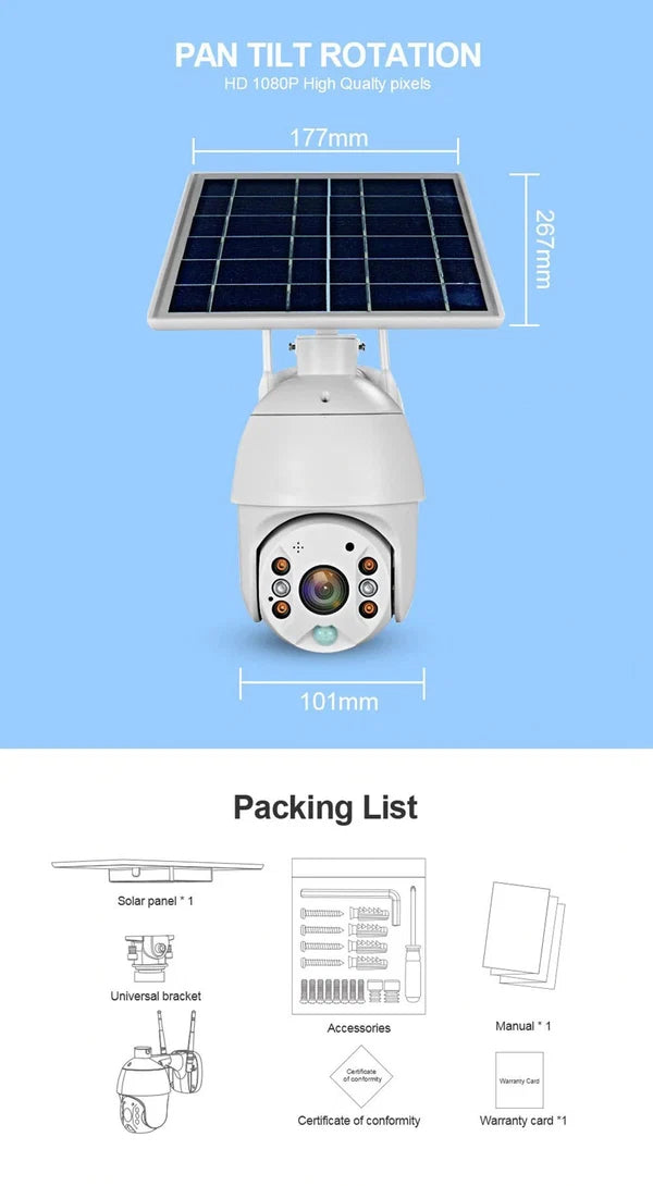 CRONY RBX-S10 4G Solar Security Camera – 1080P HD Outdoor Wireless CCTV
