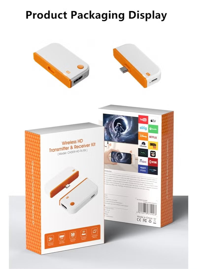 Wireless HDMI Extender 1080p 50m – USB-C Transmitter & Receiver (CHD09-HD-TX-RX)