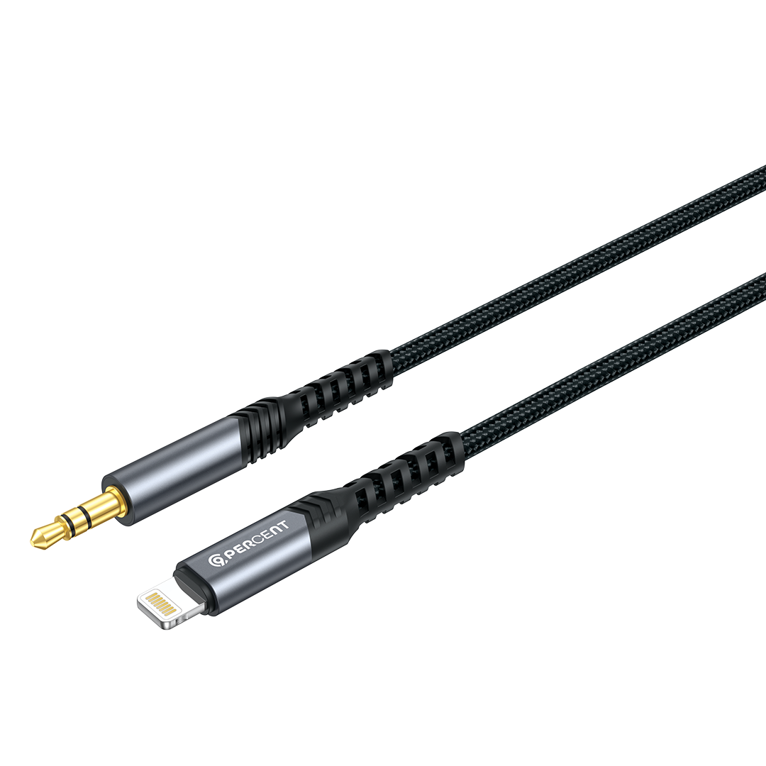 90PERCENT AUDIOLINE 90SERIES AUX TO LIGHTNING CABLE 1M BLACK
