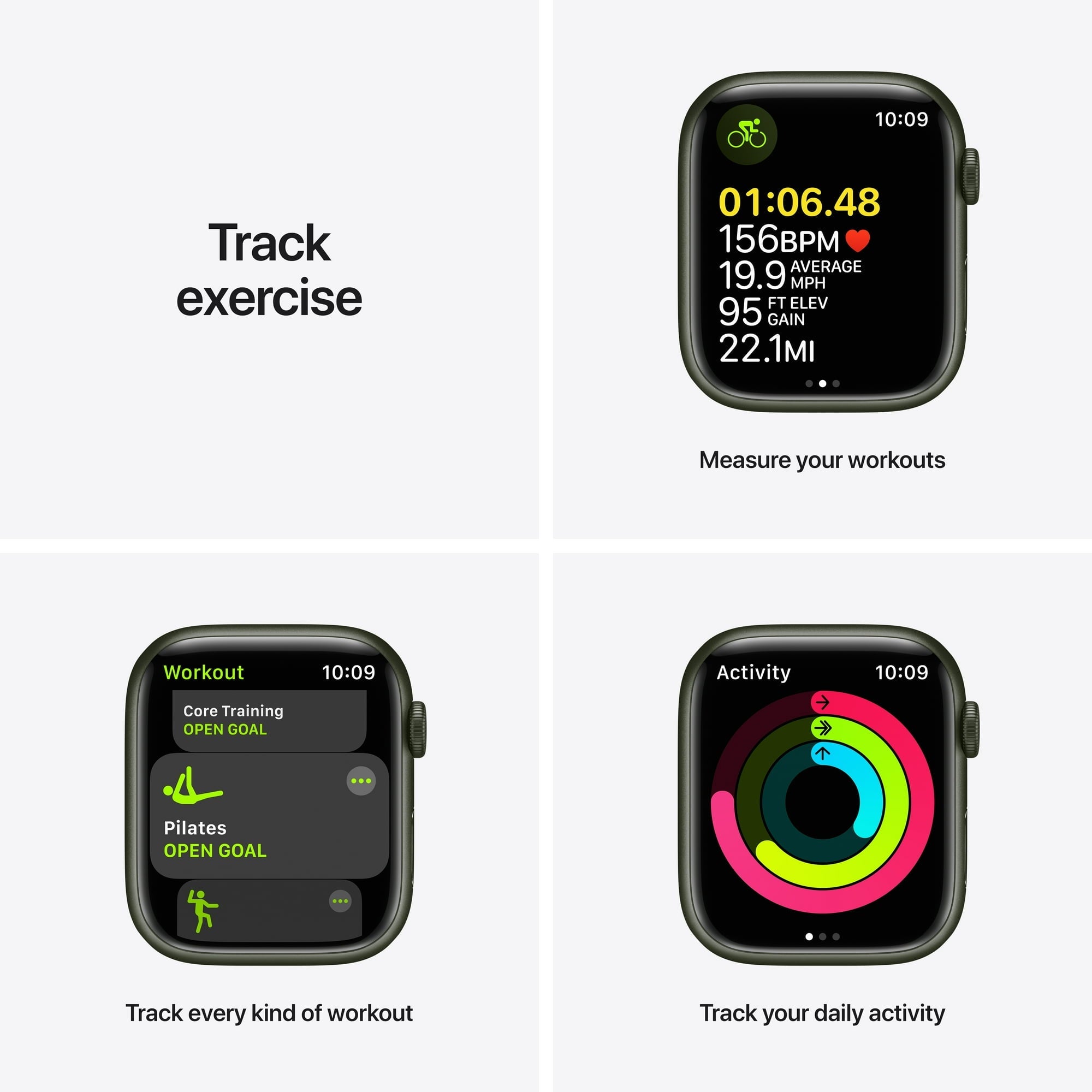 Apple Watch Series 7 GPS + Cellular, 45mm Green Aluminium Case with Clover Sport Band - Regular