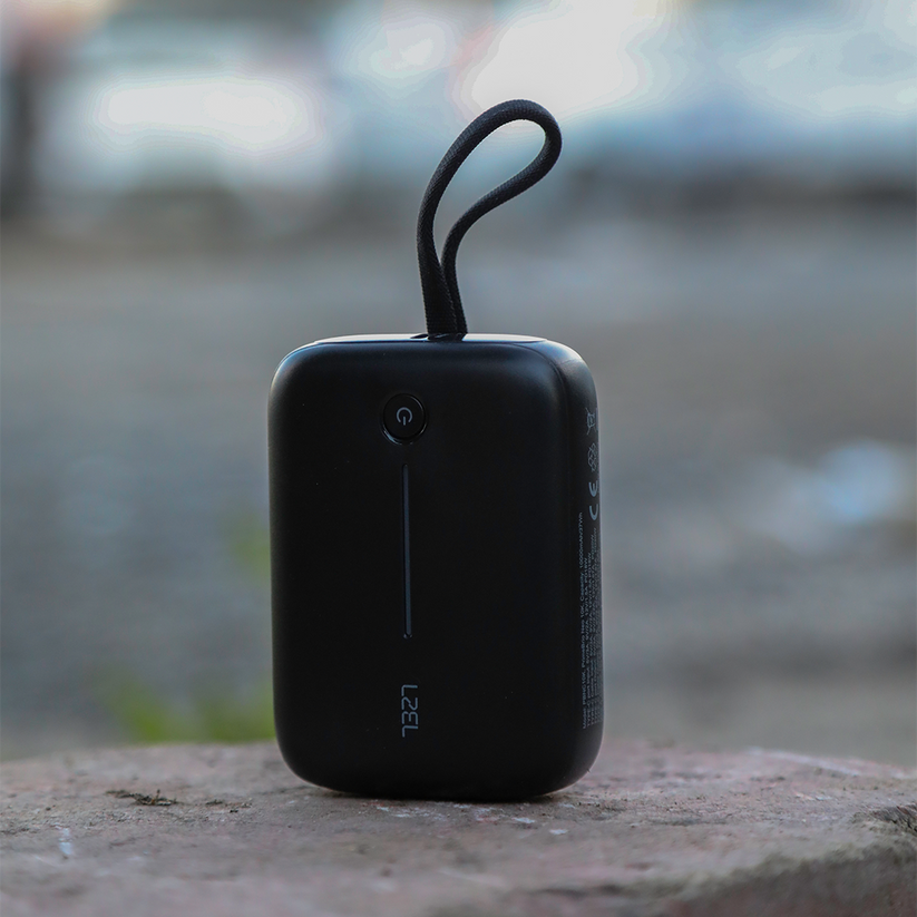 LZEL PrimeBrio Neo 10K Mini Power Bank 22.5W – 10000mAh with Detachable USB-C Cable - Black