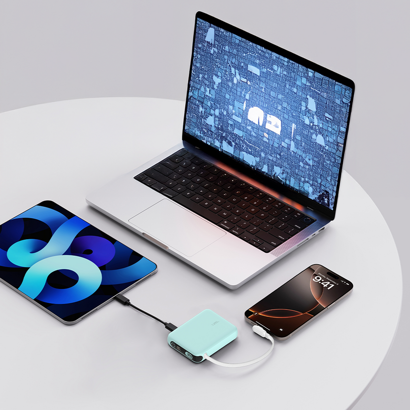 LZEL PrimeBrio 5K Mini PD Power Bank – 5000mAh, 20W, Built-in Type-C Cable