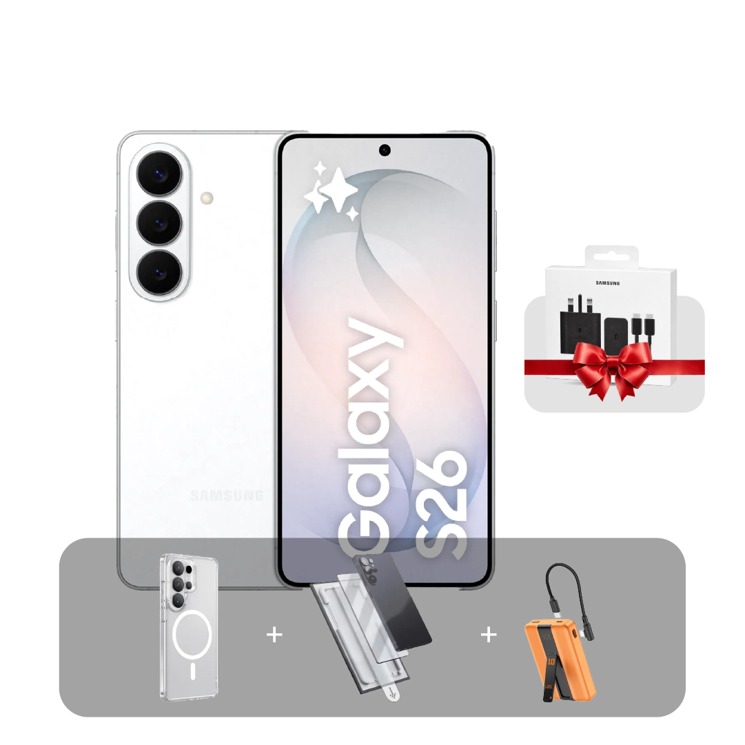 Samsung S26 5G Phone, 6.3”, 12GB, 256GB + Bundle Offer | White