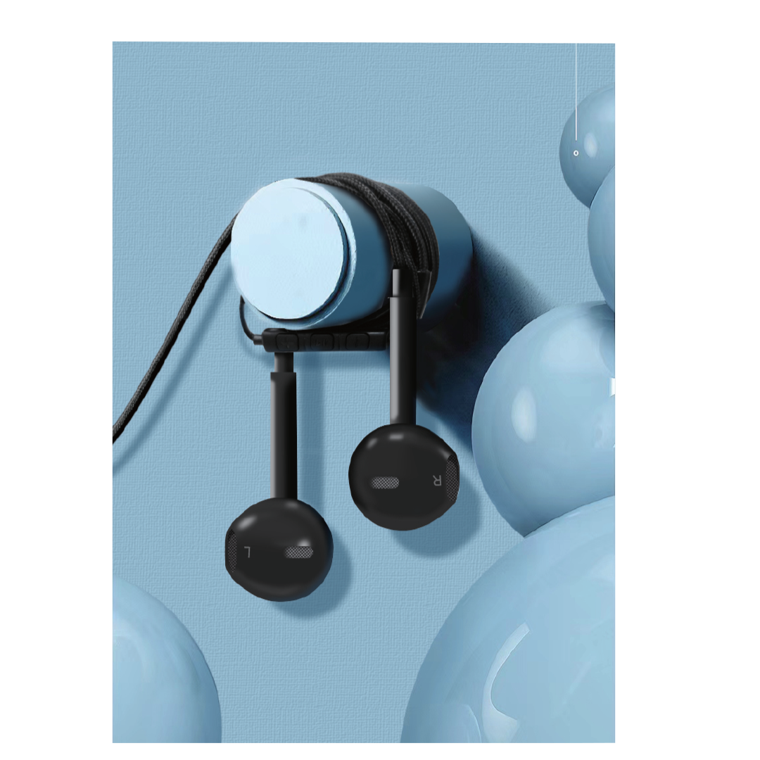 Asli Global SoundPods Mono Double Earphone with Lightning Connector, 1.2m - Black