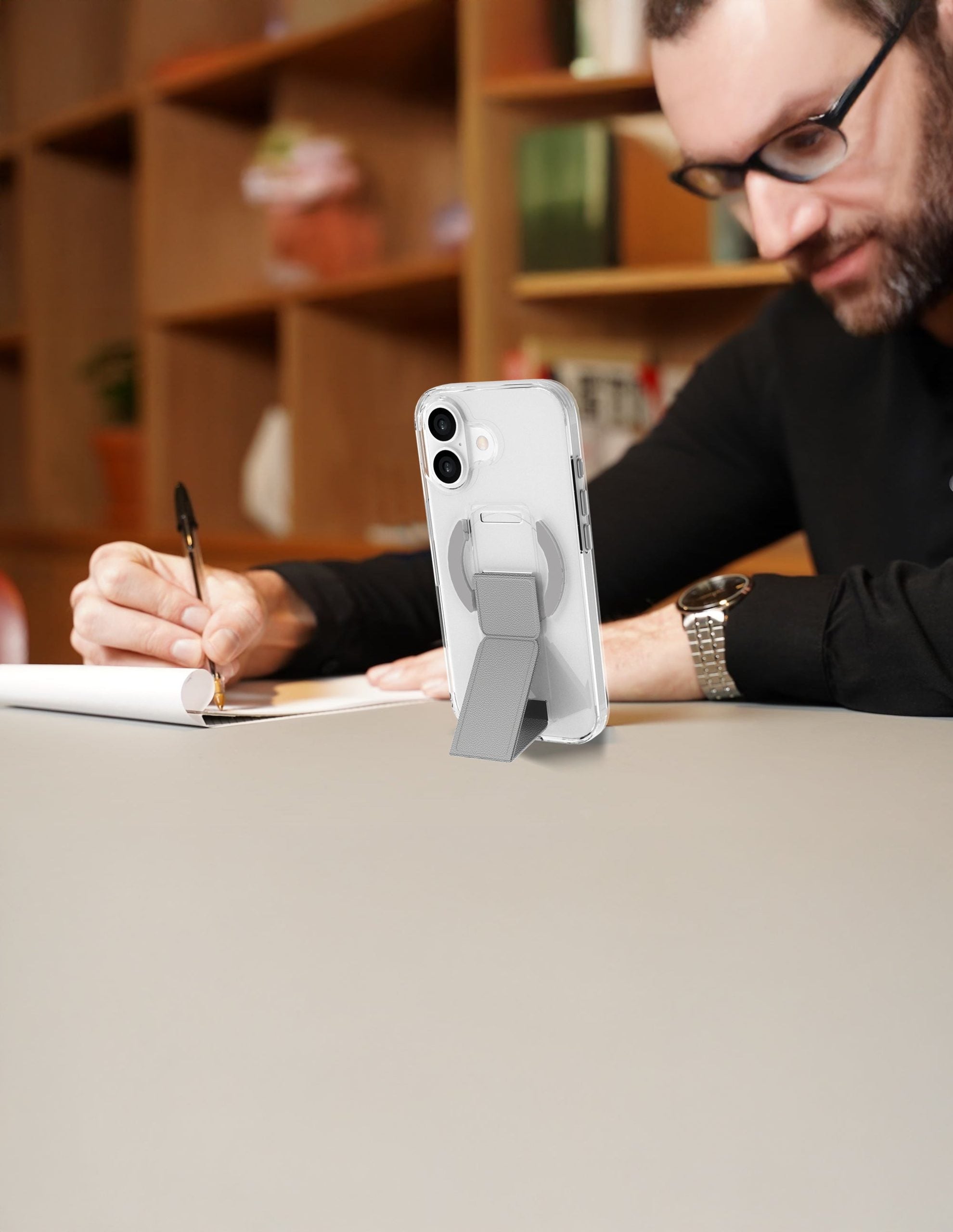 LZEL MagClear LeatherGrip Case for iPhone 17