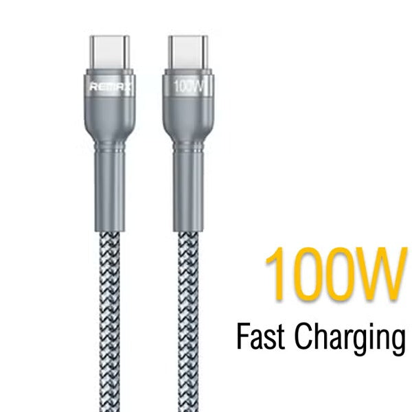 Remax 100W PD Fast Charging USB-C To USB-C Cable - Silver