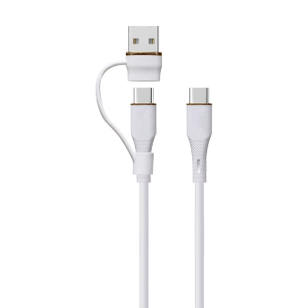 LZEL-Celeris PowerDuo – 2-in-1 USB-C to USB-C 100W Silicone Cable (3m) Built-in USB-A connector