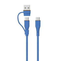 LZEL-Cleris PowerDuo 2-in-1 100W USB-A to USB-C to USB-C Cable 2m – Dark Blue