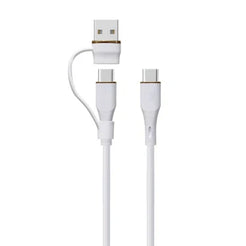 LZEL-Cleris PowerDuo 2-in-1 100W USB-A to USB-C to USB-C Cable 2m – White