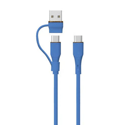LZEL-Cleris PowerDuo 2-in-1 100W USB-A to USB-C to USB-C Cable 1m – Blue