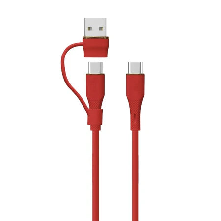 LZEL-Cleris PowerDuo 2-in-1 100W USB-A to USB-C to USB-C Cable 1m – Red