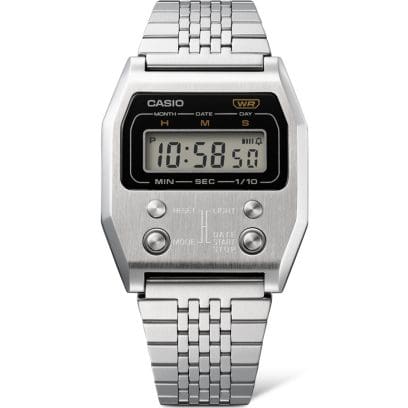 Casio Watch 52QS-14B Retro Stainless Steel Digital Watch