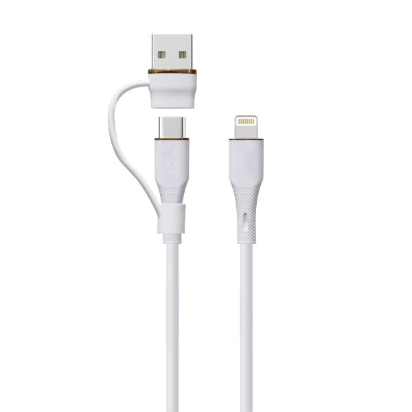 كابل سيليكون LZEL Celeris PowerDuo 2 في 1 USB-C إلى Lightning بقوة 27 واط (3 متر) مع موصل USB-A مدمج