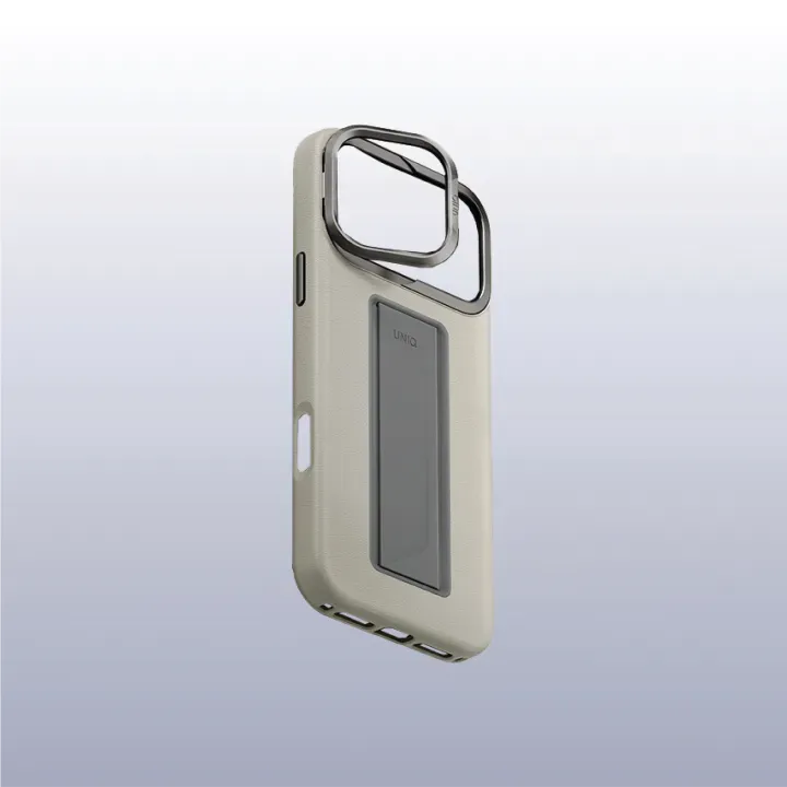 UNIQ Hybrid Heldro Pro MagClick Case with Camera Stand for iPhone 17 Pro | Clay