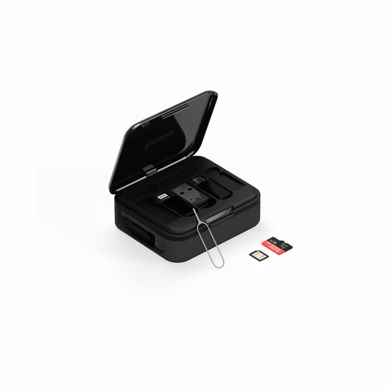 Bazic GoCharge Loop 5 In 1 Cable Kit With Micro- USB-A -Lightning Adapter With 1M Retractable Travel Kit - Black