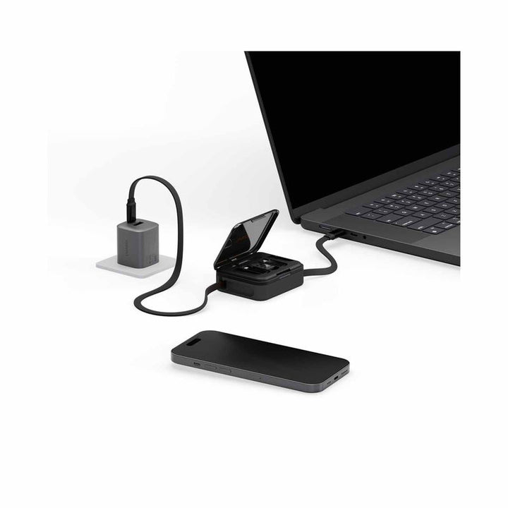 Bazic GoCharge Loop 5 In 1 Cable Kit With Micro- USB-A -Lightning Adapter With 1M Retractable Travel Kit - Black