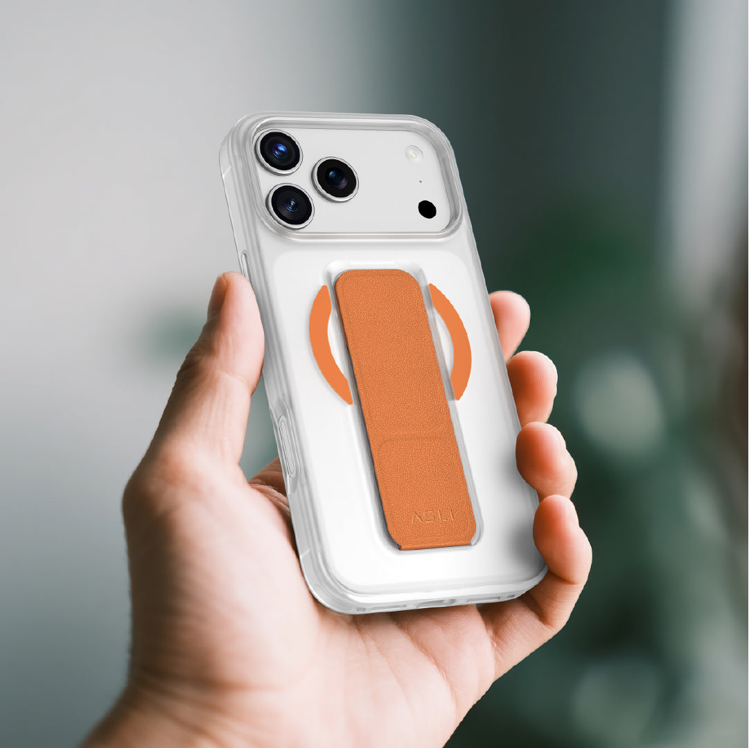 Asli Global MagTrox Gravitas MagSafe Leather Grip Case for iPhone 17 Pro - Orange