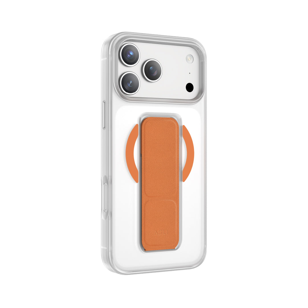 Asli Global MagTrox Gravitas MagSafe Leather Grip Case for iPhone 17 Pro - Orange
