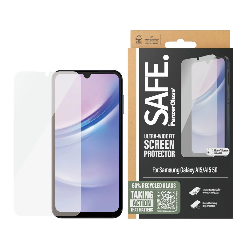 PanzerGlass® SAFE95678, Screen Protector Samsung Re-Glass For A15/A15 5G Ultrawide Fit WA