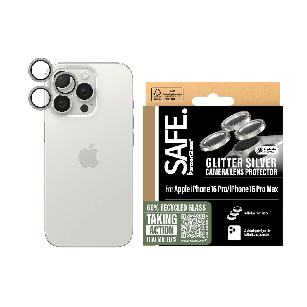 PanzerGlass® SAFE95893, Camera Lens Protector Glitter Silver iPhone 16 Pro | 16 Pro Max