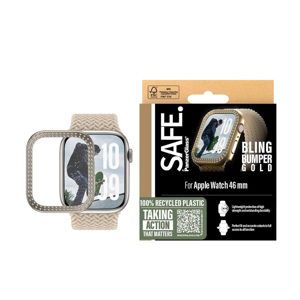 PanzerGlass® SAFE95913, Screen Protector Bling Bumper Gold Apple Watch Series 10 | 46mm