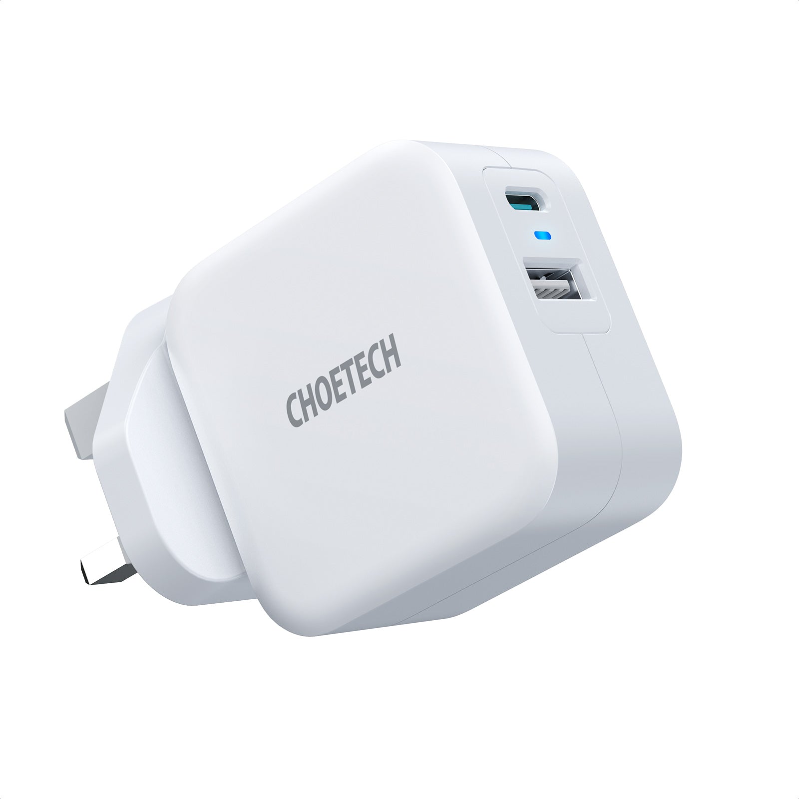 Choetech 38W Dual USB C + USB A Port Charger - White