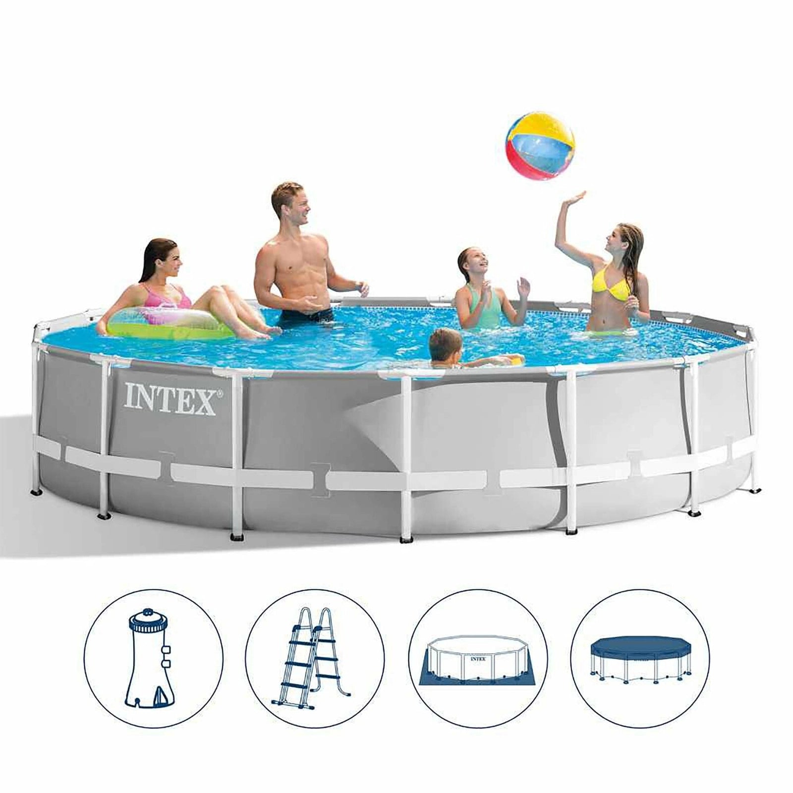 INTEX Prism Frame Above Ground Pool Round 26724 Size: 457 x 107 cm 26724