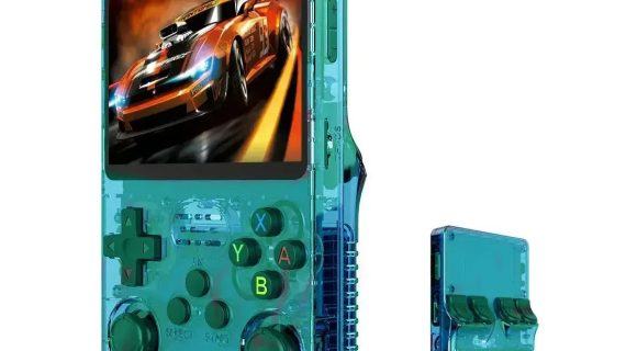 R36S Retro Handheld Video Game Console 3.5 Inch 64GB - Transparent Green