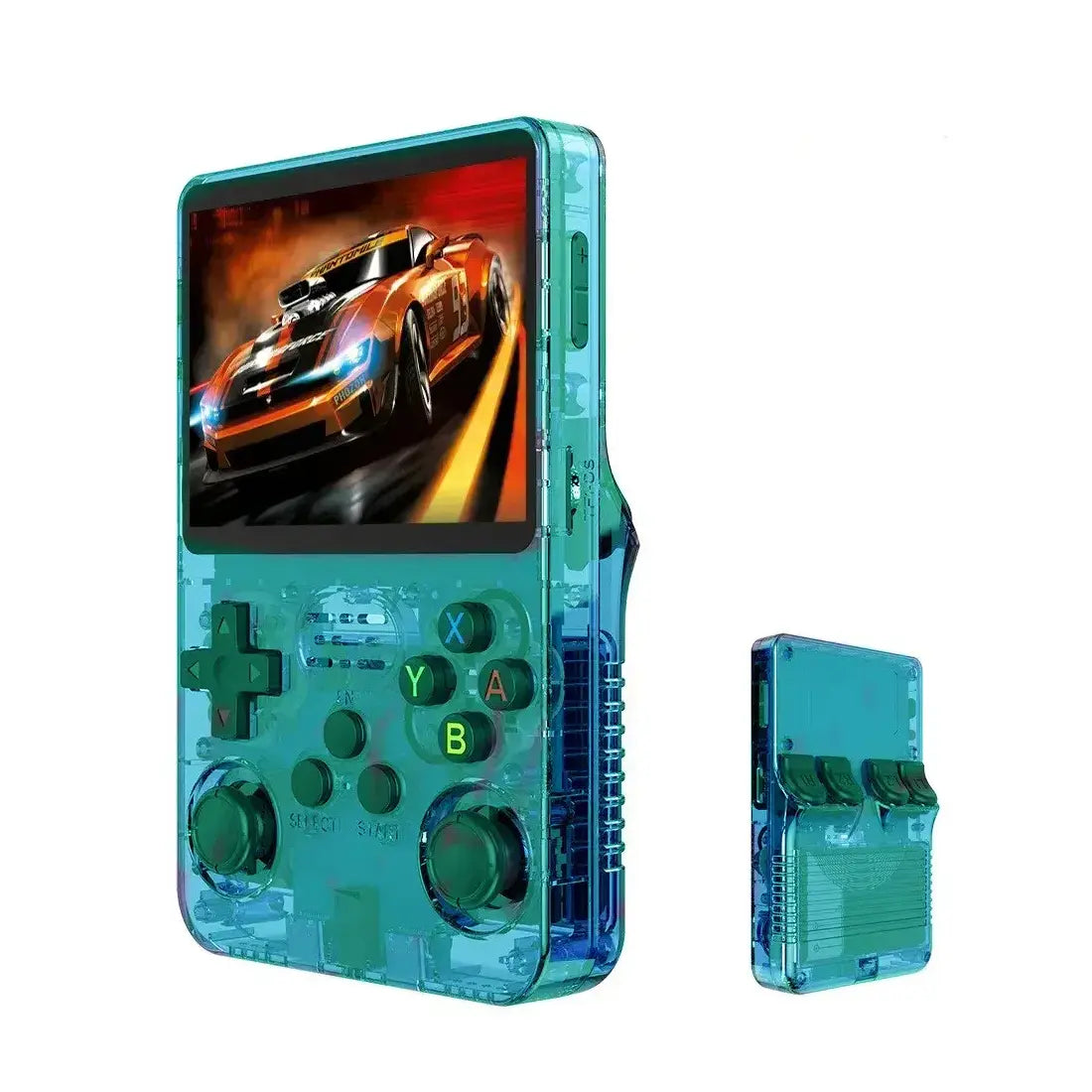 R36S Retro Handheld Video Game Console 3.5 Inch 64GB - Transparent Green