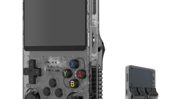 R36S Retro Handheld Video Game Console 3.5 Inch 64GB - Transparent Gray