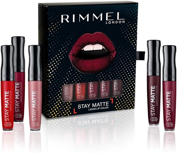 RIMMEL LONDON STAY MATTE LIQUID LIP COLOUR 5 SHADES PACK WOMEN