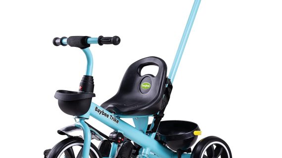 Kids Baby Toddler Tricycle Bike with Push Handle - Carrying Basket - Blue