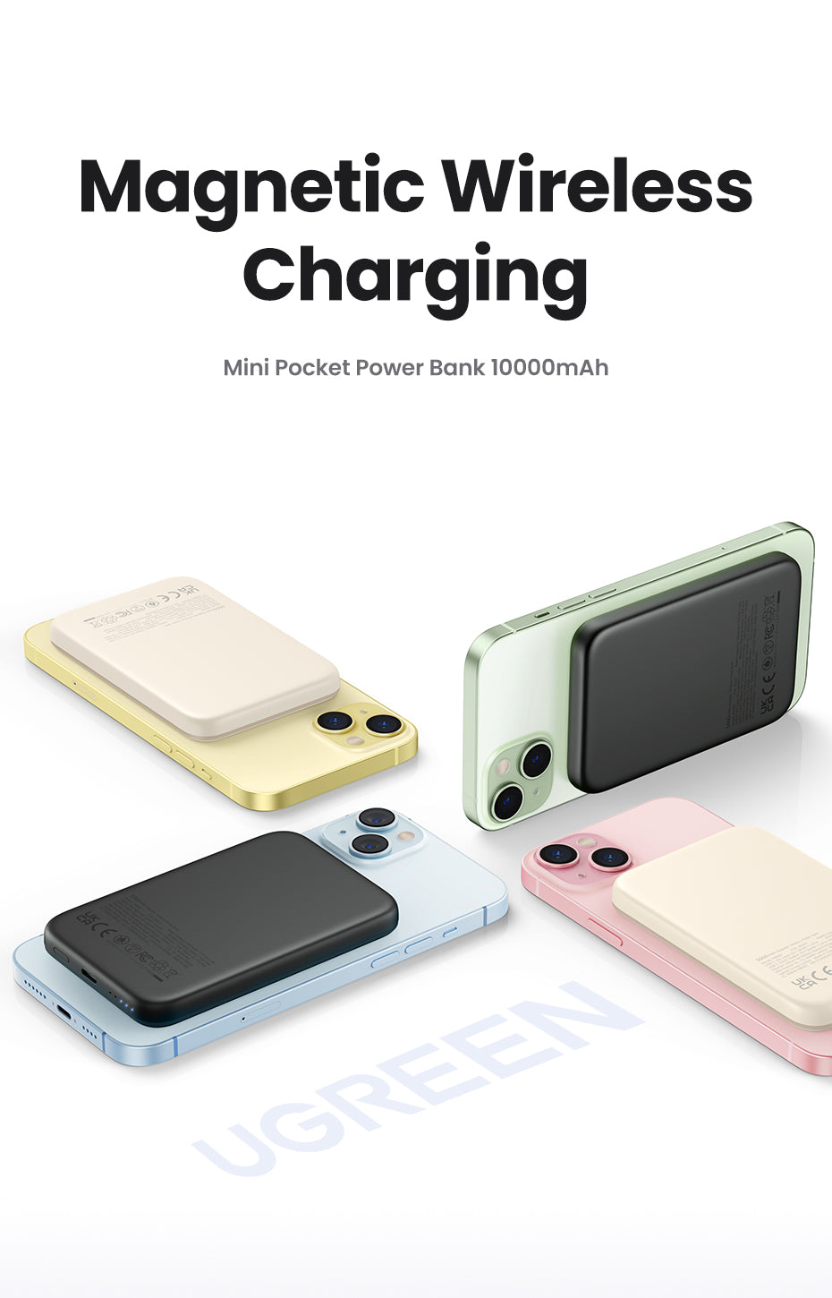 UGREEN 10000mAh PD-20W Magnetic Wireless15W Power Bank Beige PB561