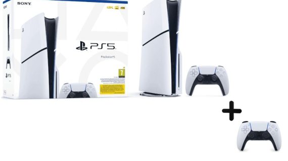 PS5 Bundle: PS5 Slim Disc Edition + DualSense Wireless Controller - White