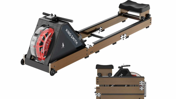 Kingsmith WR20, Water Rowing Machine - With Tri-Fold Patent - Water Resistance - Walnut