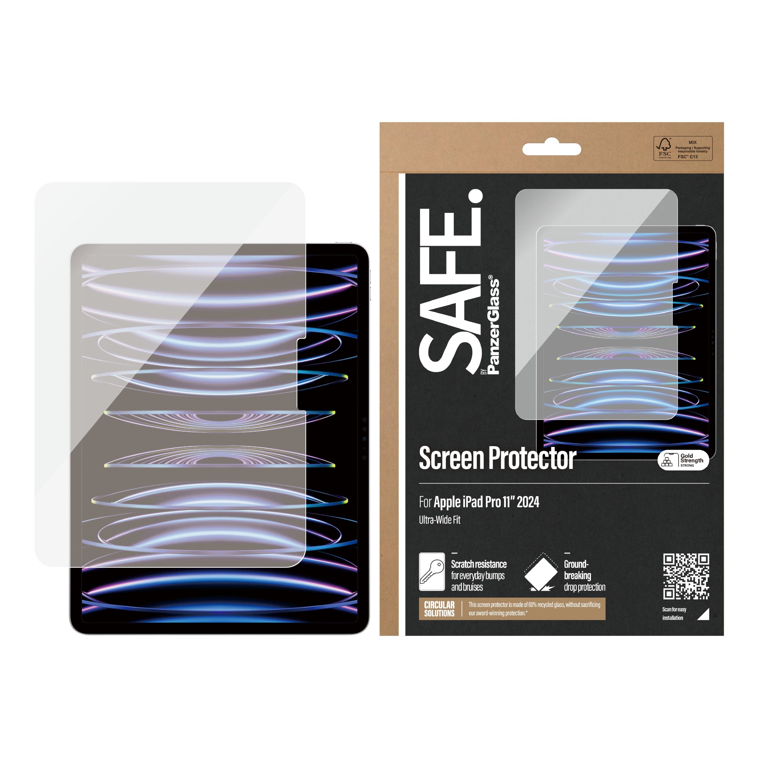 PanzerGlass® SAFE95857, Screen Protector iPad Pro 11'' (2024) | Ultra-Wide Fit