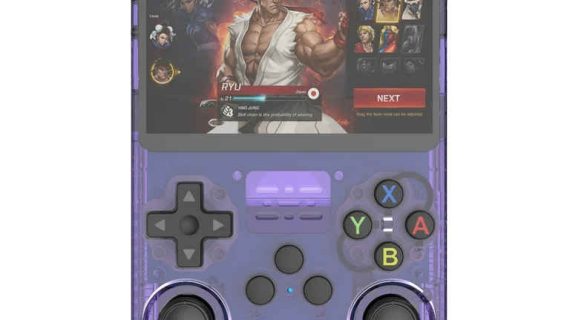 R36S Retro Handheld Video Game Console 3.5 Inch 64GB - Transparent Purple