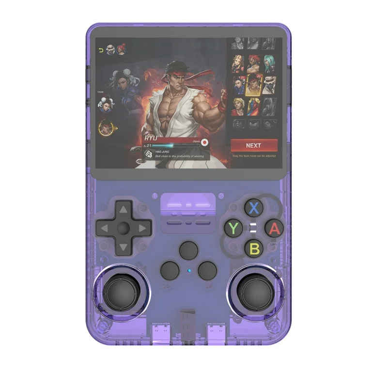 R36S Retro Handheld Video Game Console 3.5 Inch 64GB - Transparent Purple