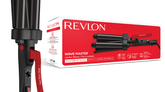 Revlon, Wave Master Jumbo Waver – 3-Pong Ceramic Barrel, Tourmaline Coating, Adjustable Heat – Beachy Waves Made Easy