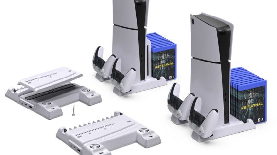 TP5-3537B PS5 Slim Charging Base Adapter Bracket Multifunctional Cooling Stand- White