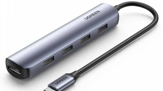 UGREEN CM417, USB-C to 4*USB 3.0+HDMI Adapter - Gray