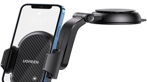 UGREEN LP405, Waterfall-Shaped Suction Cup Phone Mount - Black