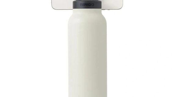 RINGO Water Bottle, 32 Oz/1 L, MagSafe Screw Lid MagSafe Booster Ring, Ivory