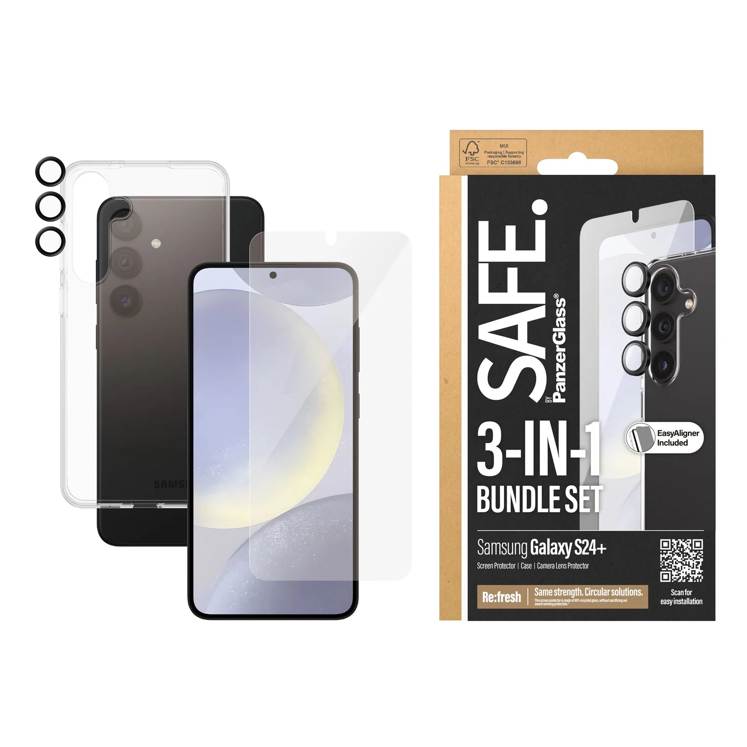 PanzerGlass® BSAFE95673, 3-in-1 Pack Samsung Galaxy S24+
