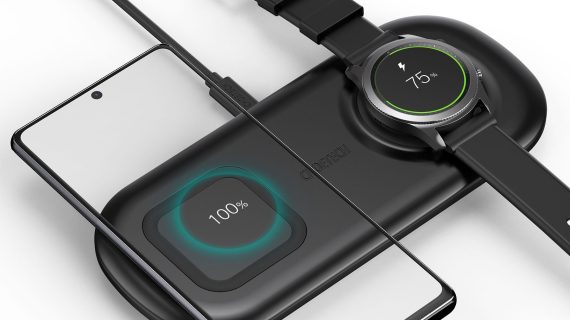 CHOETECH 2 in 1 Wireless Charger, 10W Max Wireless Charging Pad with Adapter for Galaxy Watch - T570