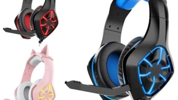 MSL GS-1000 PC Gaming Headset Over-Ear Gaming Headphones with Mic LED Light Noise Cancelling & Volume Control for PS4 PS5 Laptop Mac New Xbox One (Transfer line Included)