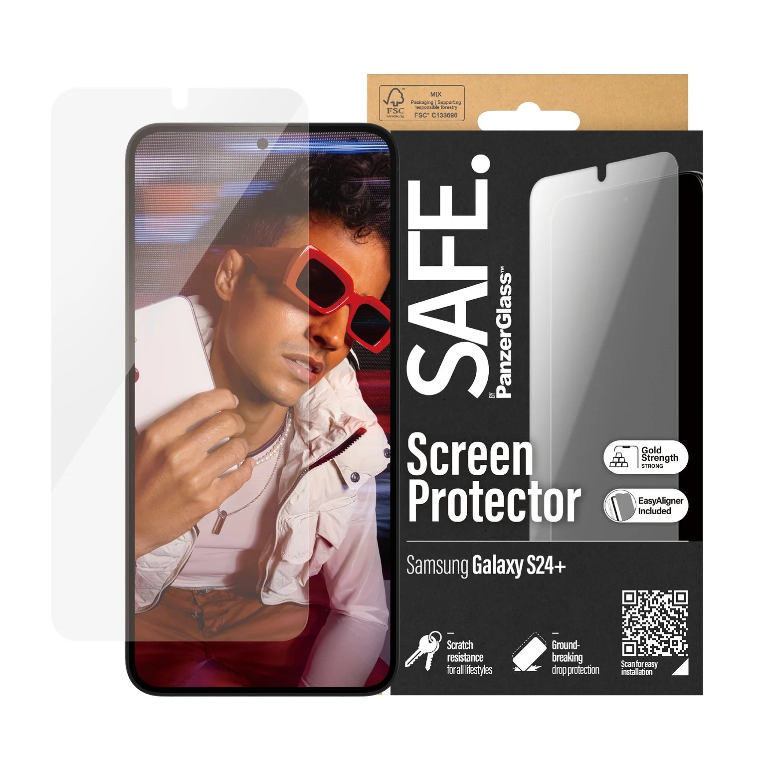 PanzerGlass® SAFE95667, Screen Protector Samsung Galaxy S24+ | Ultra-Wide Fit w. EasyAligner