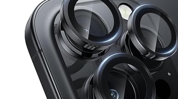 Asli Edgeguard Series 9h Hardness Hd Corning Camera Glass For Iphone 16 Pro/16 Pro Max | Titanium Black